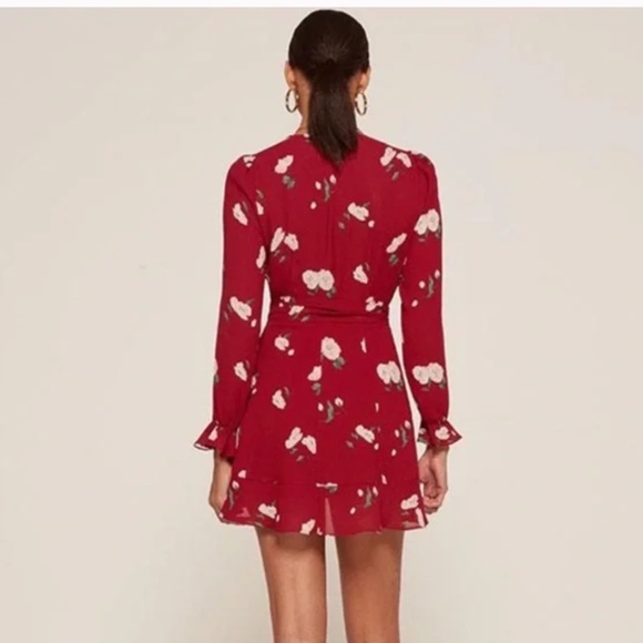 Reformation Whitby Floral Mini Wrap Dress in Opal Print Medium - Picture 3 of 14